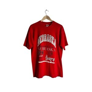 Vintage Nebraska Huskers Graphic T-Shirt Single Stitch 90s USA Size Large